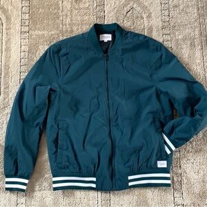 New with tags Five Four Teal Varsity Bomber Jacket with Striped Trim